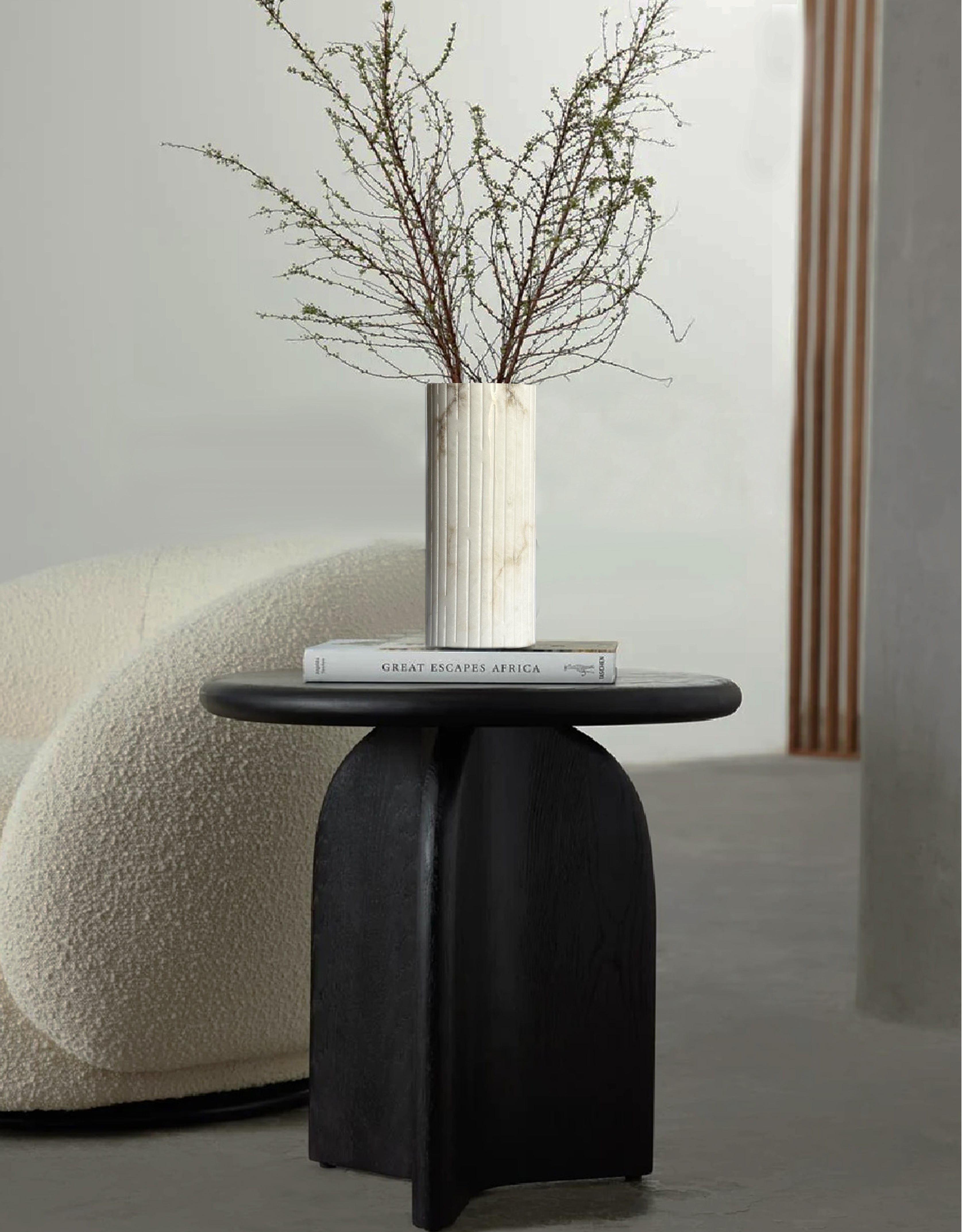 Line’On It - Vase - Small (Dia: 116mm H: 225mm) / Alabaster - Decor