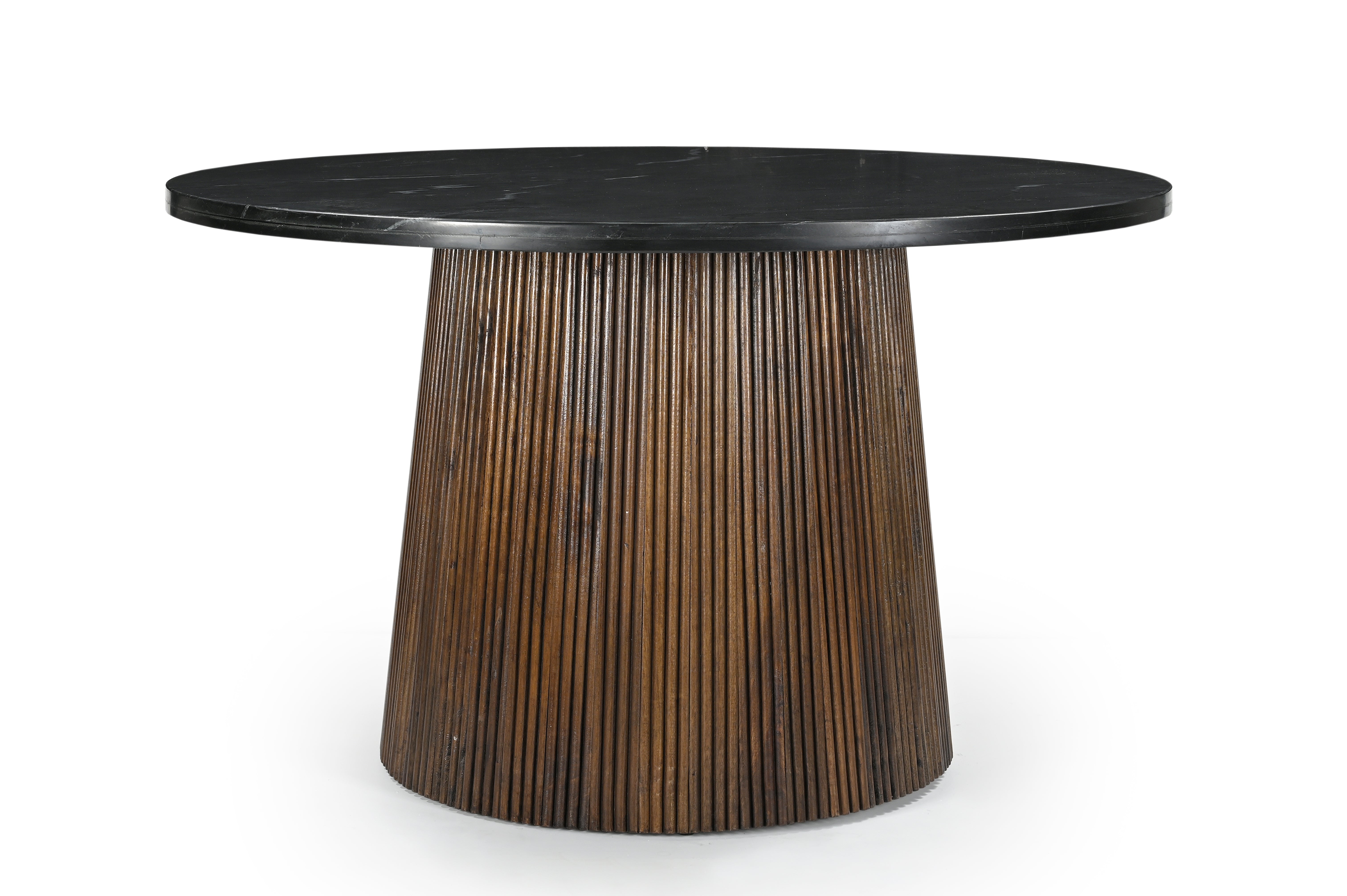 Litho Round Marble Dining Table - Black / Mango Wood + Marble / L: 129.54 x W: 129.54 x H: 76.20 cms - Indoor Furniture