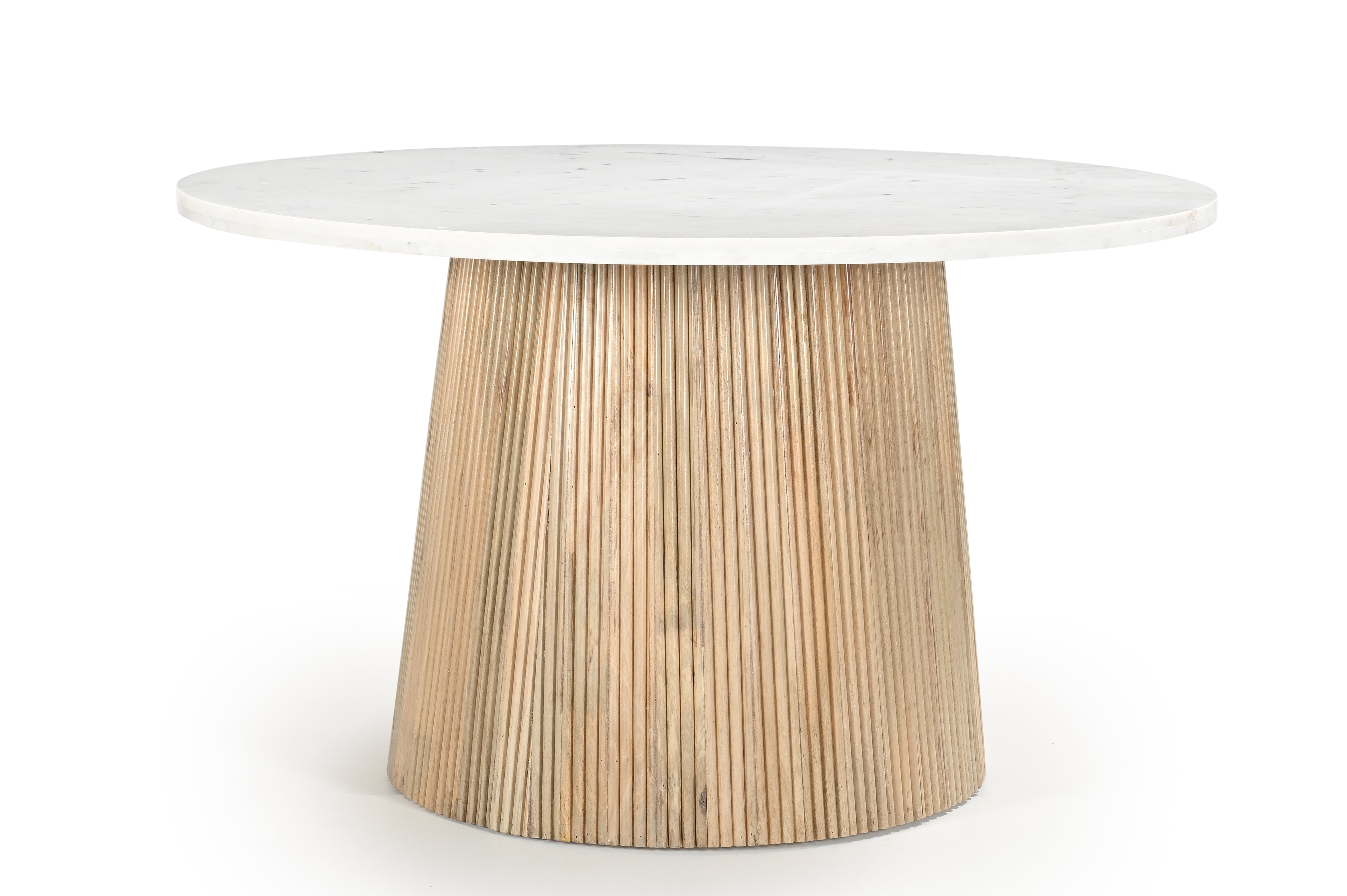 Litho Round Marble Dining Table - White / Mango Wood + Marble / L: 129.54 x W: 129.54 x H: 76.20 cms - Indoor Furniture