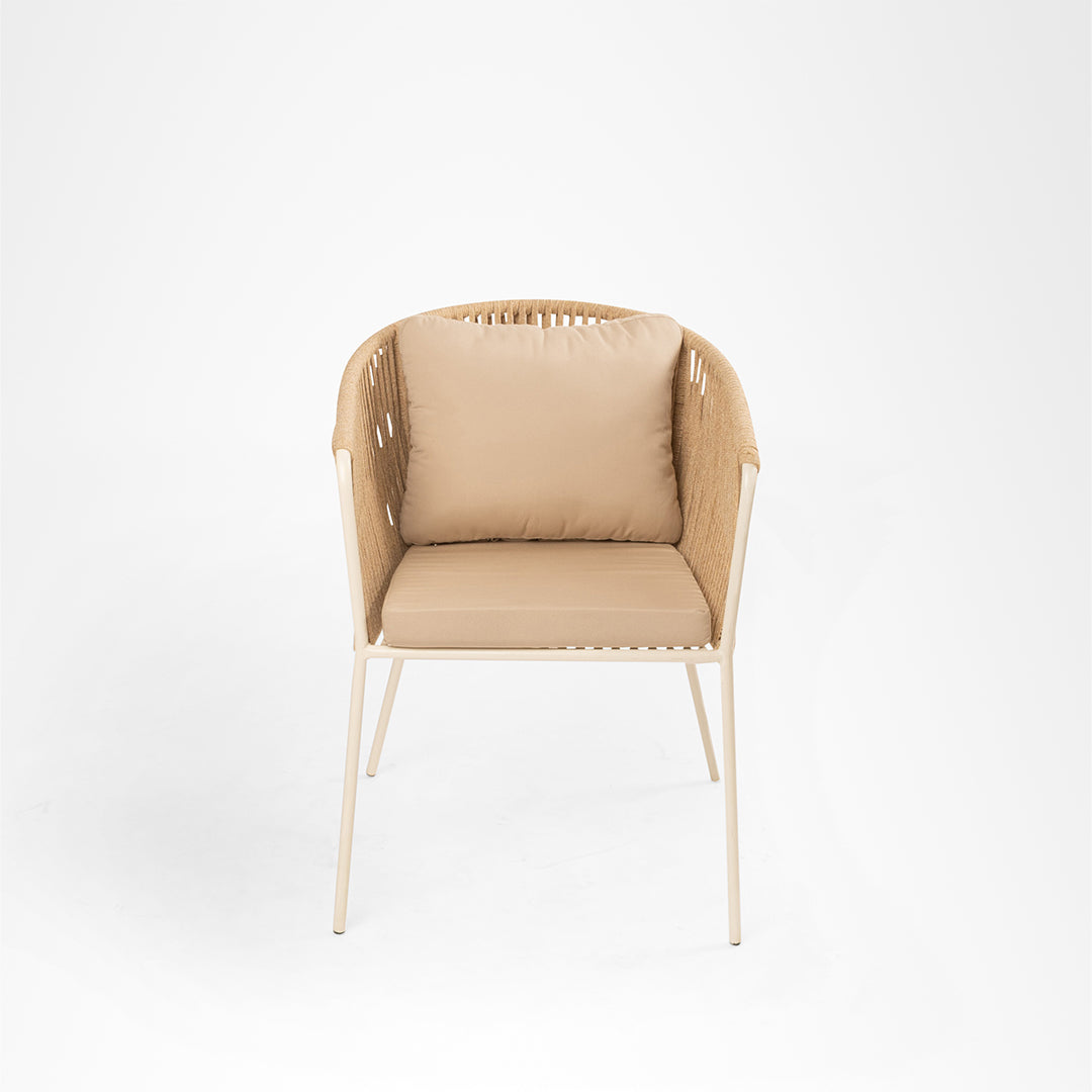 Loom Chair 18 set of 2 - W: 24’’ D: 24’’ H: 30’’ SH: 20’’ / Mild Steel and Polypropylene Rope Weaving / Beige - Outdoor