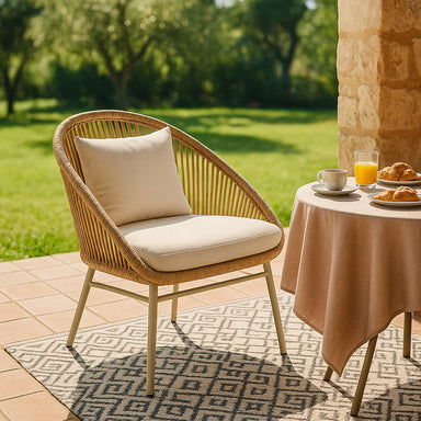 Loom Chair 34 - PE Rattan and Metal / CM: - L:- 72 x W:- 69 x H:- 85 - Indoor Furniture