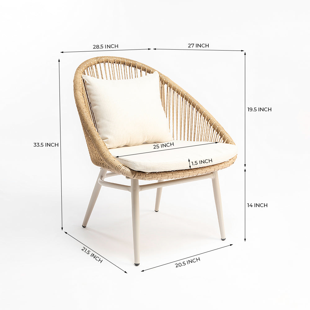 Loom Chair 34 - PE Rattan and Metal / CM: - L:- 72 x W:- 69 x H:- 85 - Indoor Furniture