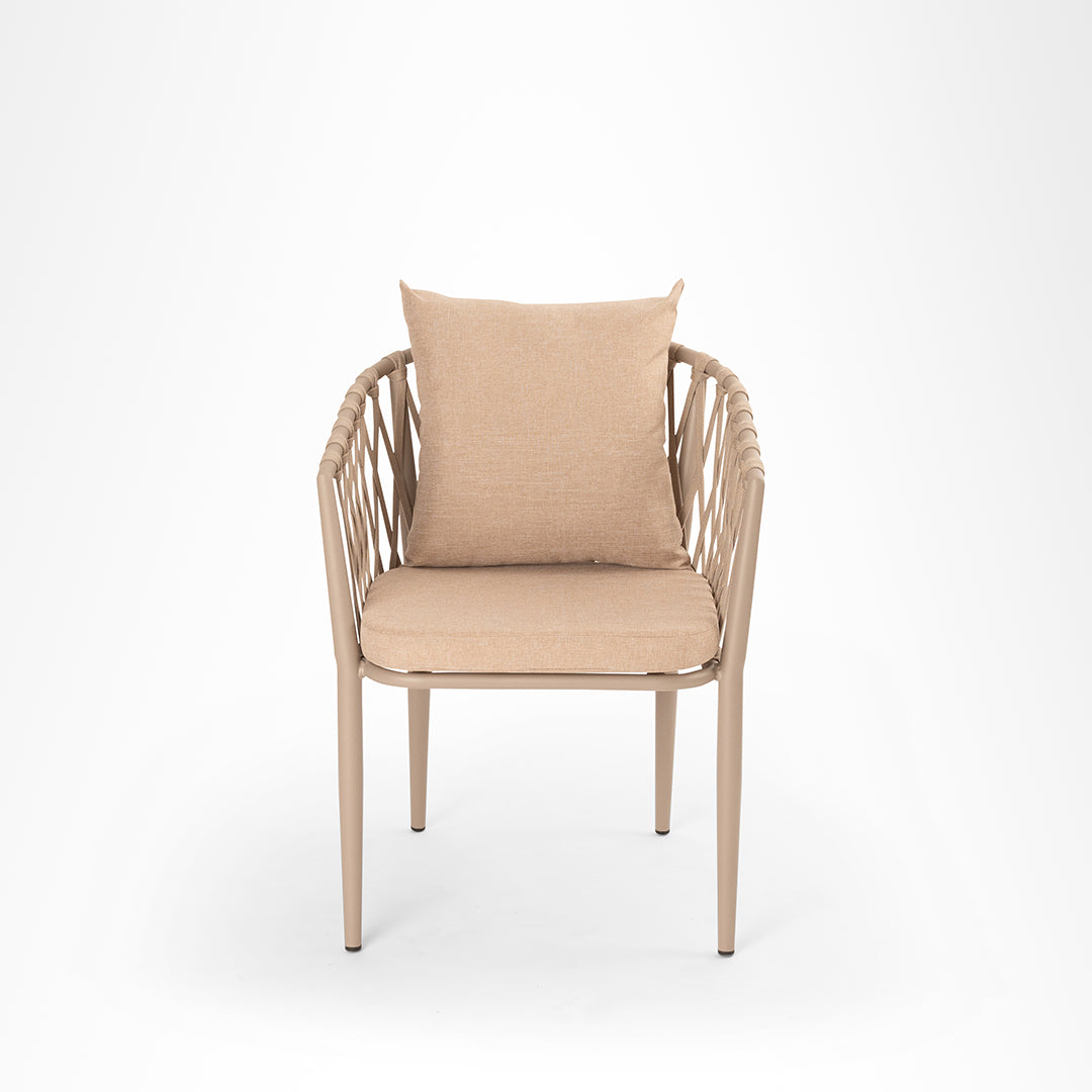 Loom Lounge Chair 11 Set of 2 - W: 24’’ D: 24’’ H: 30’’ SH: 18’’ / Aluminum and Polypropylene Rope Weaving / Beige