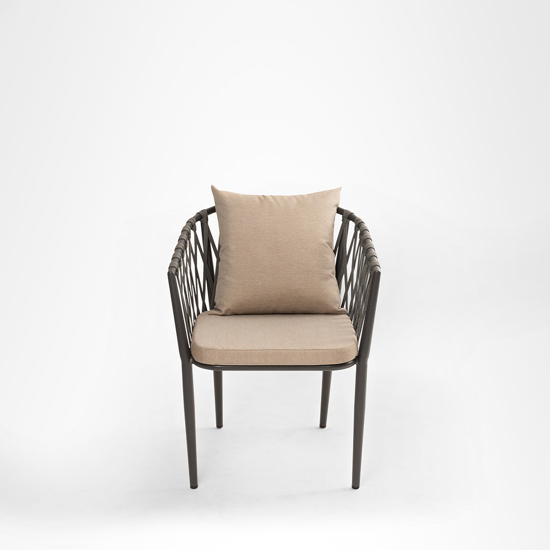 Loom Lounge Chair 11 Set of 2 - W: 24’’ D: 24’’ H: 30’’ SH: 18’’ / Aluminum and Polypropylene Rope Weaving / Grey