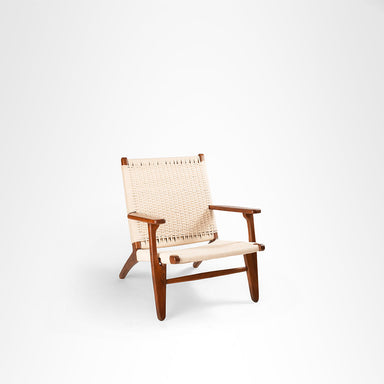 Loom Lounge Chair 3 - W: 29’’ D: 36’’ H: 33’’ SH: 16’’ / Acacia Wood and Rope Weaving / Teak And Beige - Indoor