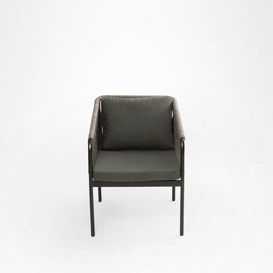 Loom Lounge Chair 9 - W: 17.5’’ D: 26’’ H: 32’’ SH: 20’’ / Mild Steel and Polypropylene Rope Weaving / Black & Grey