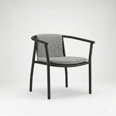 Loop Dining Chair - W: 25.5’’ D: 20’’ H: 30’’ SH: 18’’ / Mild Steel & Upholstery - Outdoor Furniture