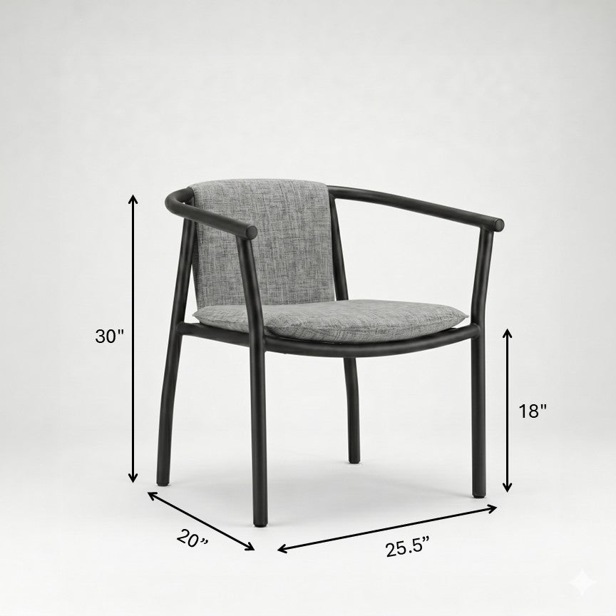 Loop Dining Chair - W: 25.5’’ D: 20’’ H: 30’’ SH: 18’’ / Mild Steel & Upholstery - Outdoor Furniture