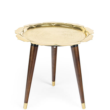 Lotus Accent Table - Gold / Brass and wood - Indoor Furniture