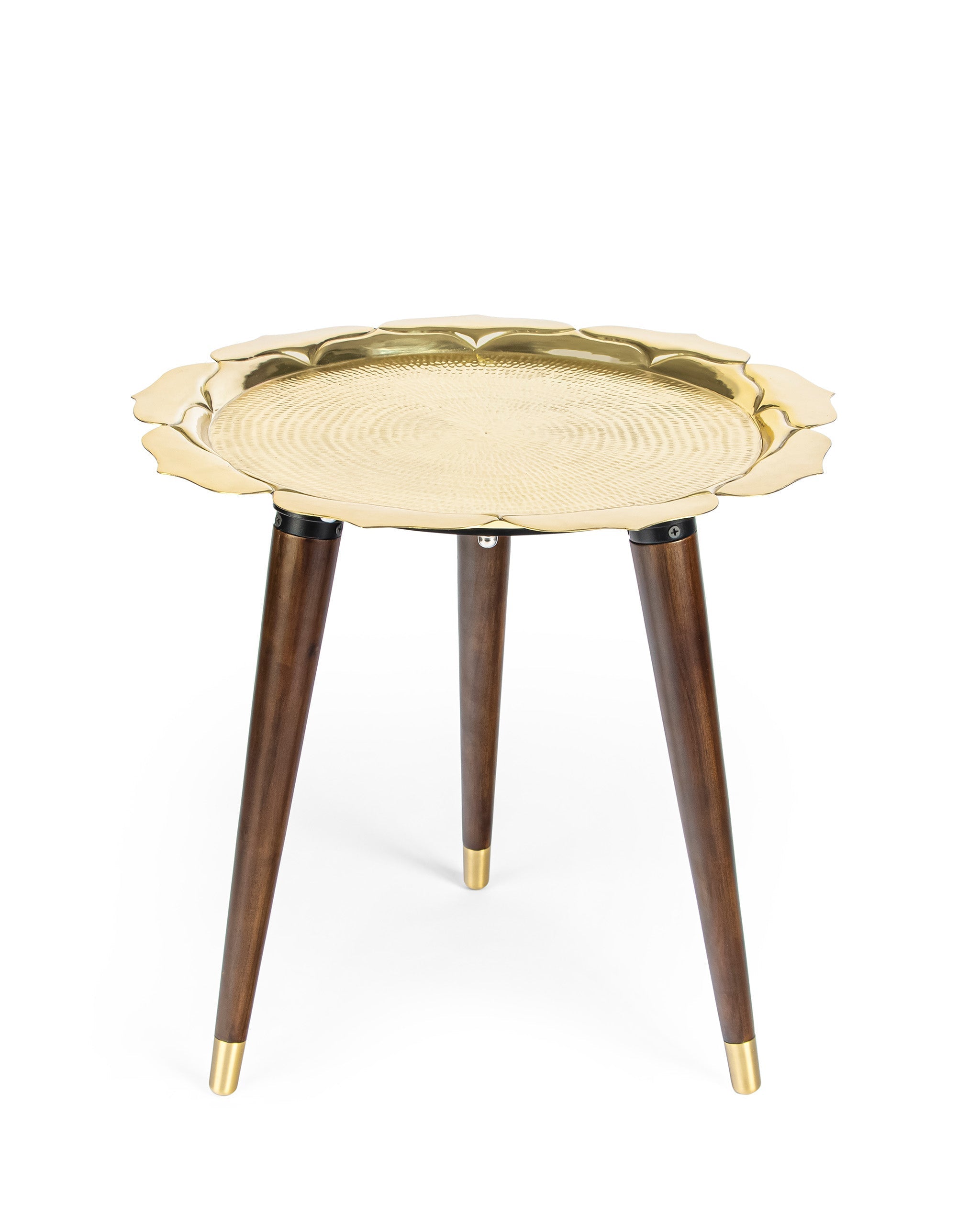 Lotus Accent Table - Gold / Brass and wood - Indoor Furniture