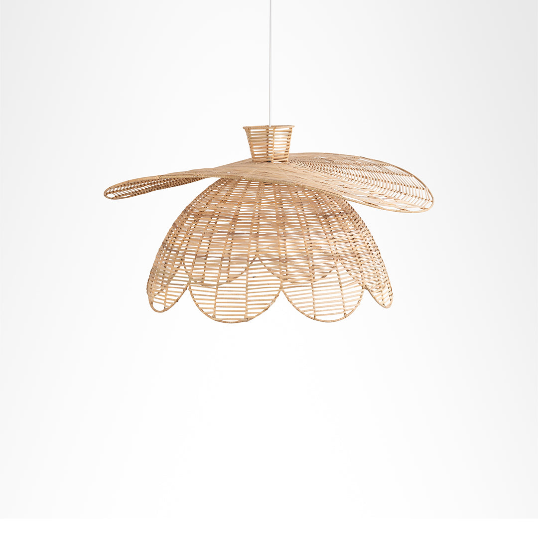 Lotus Pendant Lamp - W: 40’’ H: 20’’ / Brown / Natural Cane