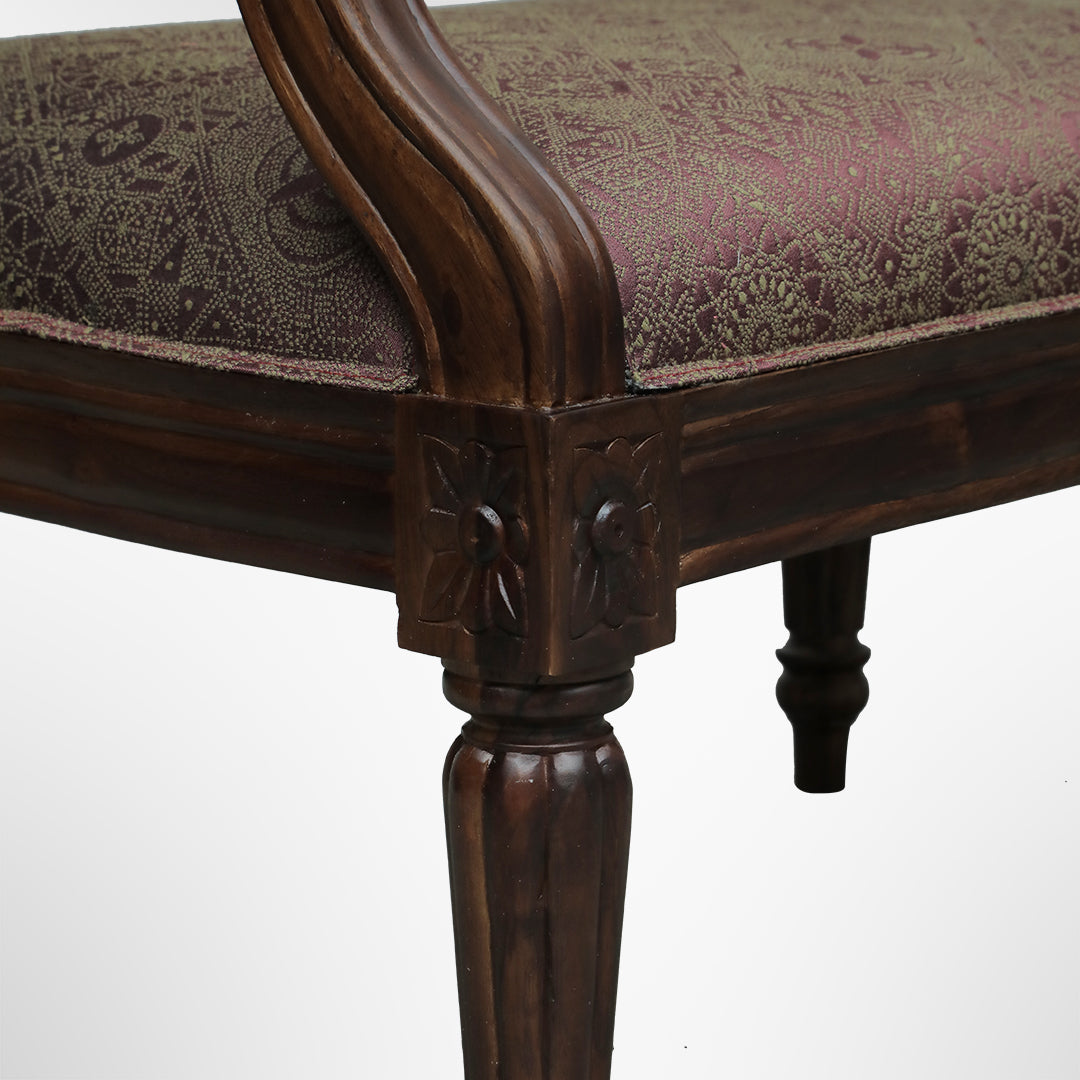 Louis Bench - W: 70’’ D: 24’’ H: 33’’ SH: 18’’ / Walnut / Acacia Wood and Upholstered Fabric - Indoor Furniture