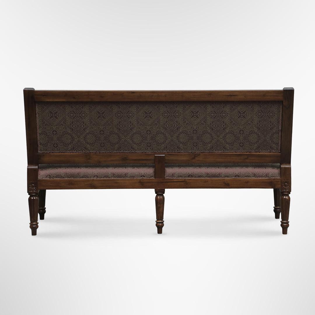 Louis Bench - W: 70’’ D: 24’’ H: 33’’ SH: 18’’ / Walnut / Acacia Wood and Upholstered Fabric - Indoor Furniture