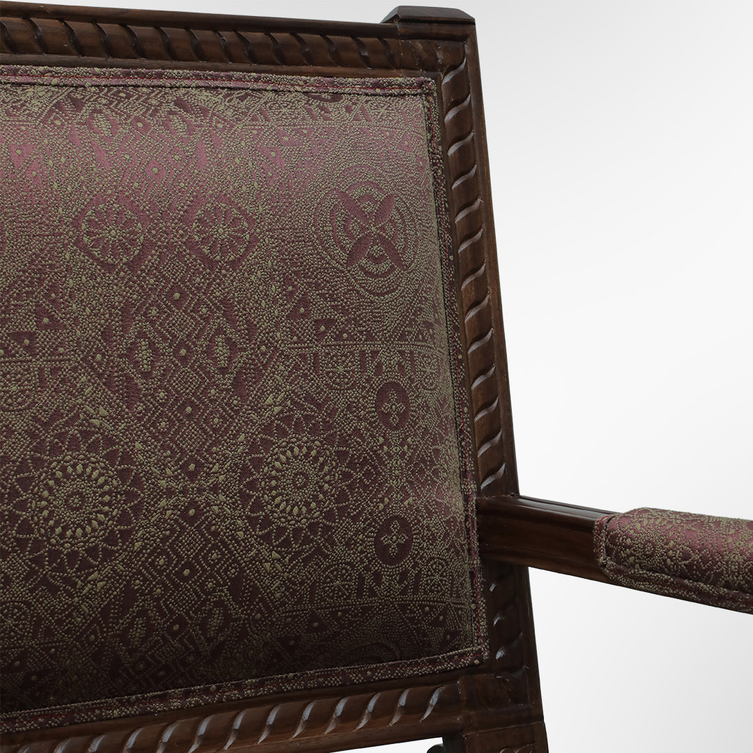 Louis Bench - W: 70’’ D: 24’’ H: 33’’ SH: 18’’ / Walnut / Acacia Wood and Upholstered Fabric - Indoor Furniture