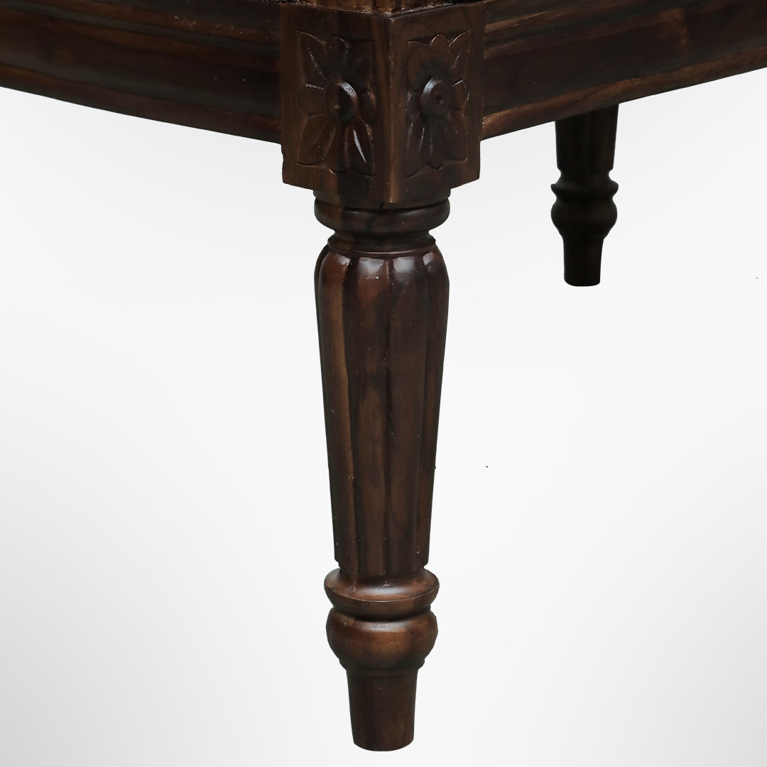 Louis Bench - W: 70’’ D: 24’’ H: 33’’ SH: 18’’ / Walnut / Acacia Wood and Upholstered Fabric - Indoor Furniture