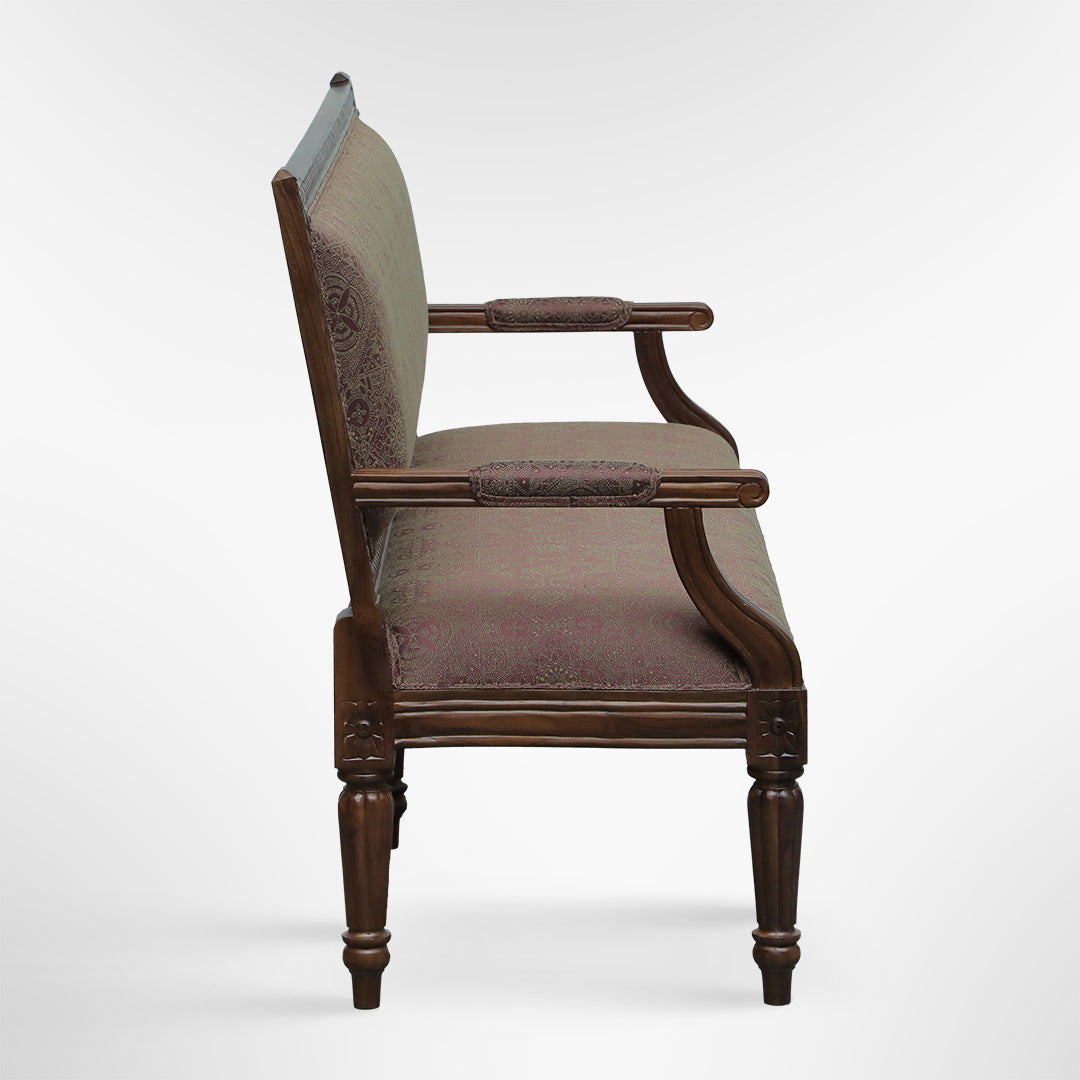 Louis Bench - W: 70’’ D: 24’’ H: 33’’ SH: 18’’ / Walnut / Acacia Wood and Upholstered Fabric - Indoor Furniture
