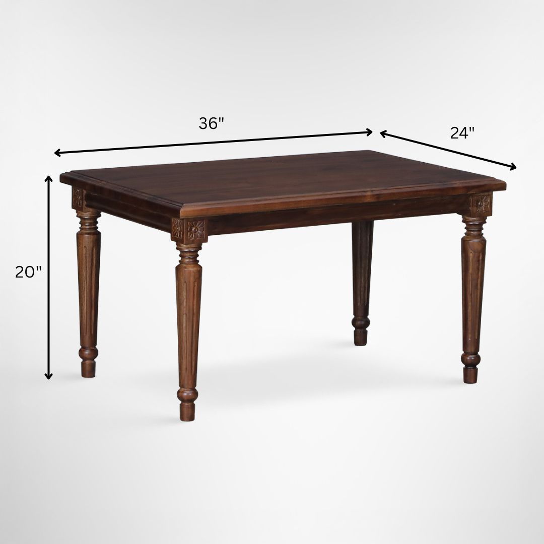 Louis Coffee Table No. 21 - L:36 x W:24 x H:20 In inches / Mango Wood / Walnut - Indoor Furniture