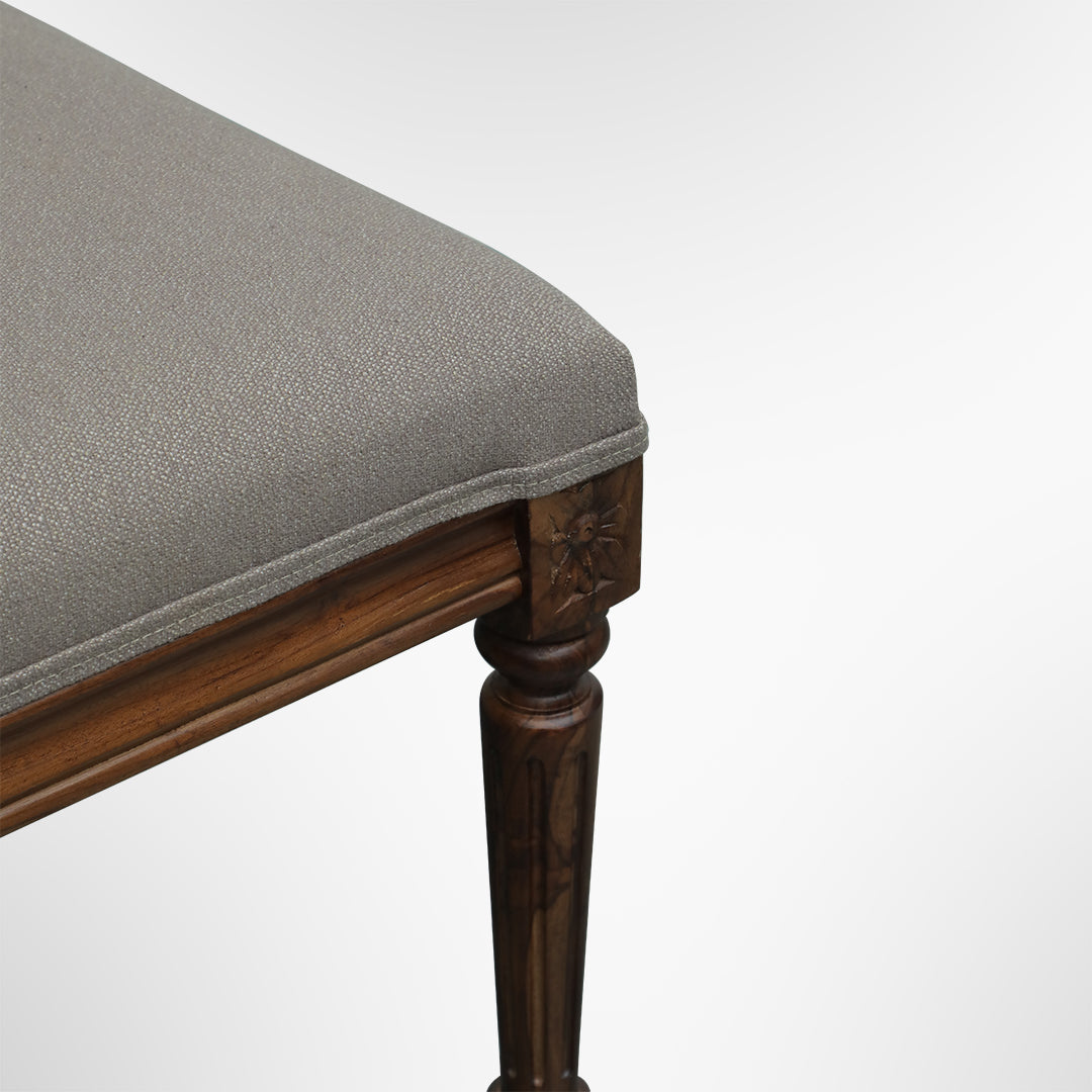 Louis Dining Chair No. 7 Set of 2 - W: 23’’ D: 20’’ H: 39’’ SH: 18’’ / Mango Wood and Upholstered Fabric / Walnut