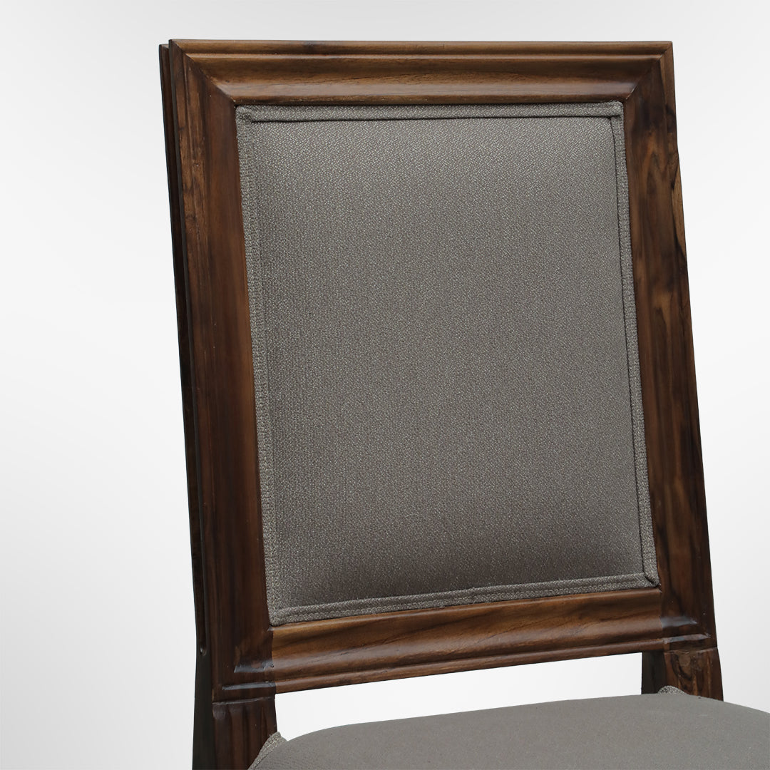 Louis Dining Chair No. 7 Set of 2 - W: 23’’ D: 20’’ H: 39’’ SH: 18’’ / Mango Wood and Upholstered Fabric / Walnut