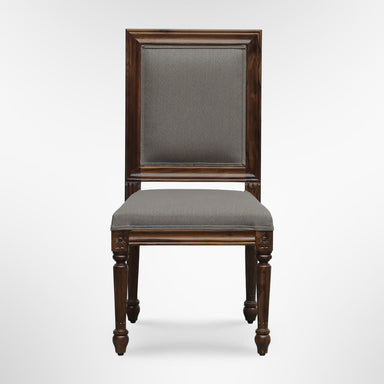 Louis Dining Chair No. 7 Set of 2 - W: 23’’ D: 20’’ H: 39’’ SH: 18’’ / Mango Wood and Upholstered Fabric / Walnut