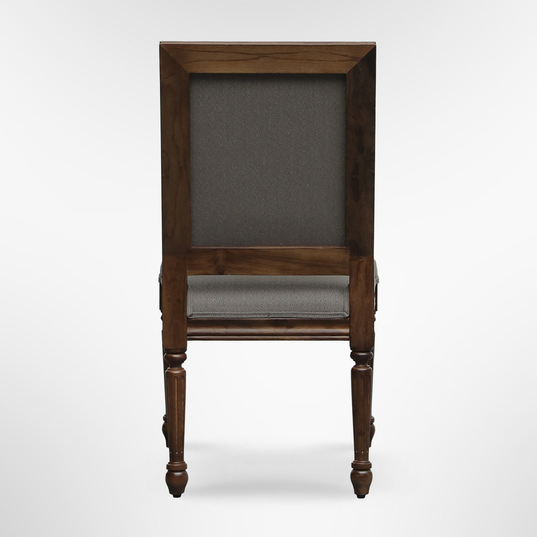 Louis Dining Chair No. 7 Set of 2 - W: 23’’ D: 20’’ H: 39’’ SH: 18’’ / Mango Wood and Upholstered Fabric / Walnut