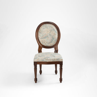 Louis Dining Chair Upholstered Set Of 2 - W: 20’’ D: 18’’ H: 42’’ SH: 17’’ / Mango Wood and Upholstered Fabric / Blue
