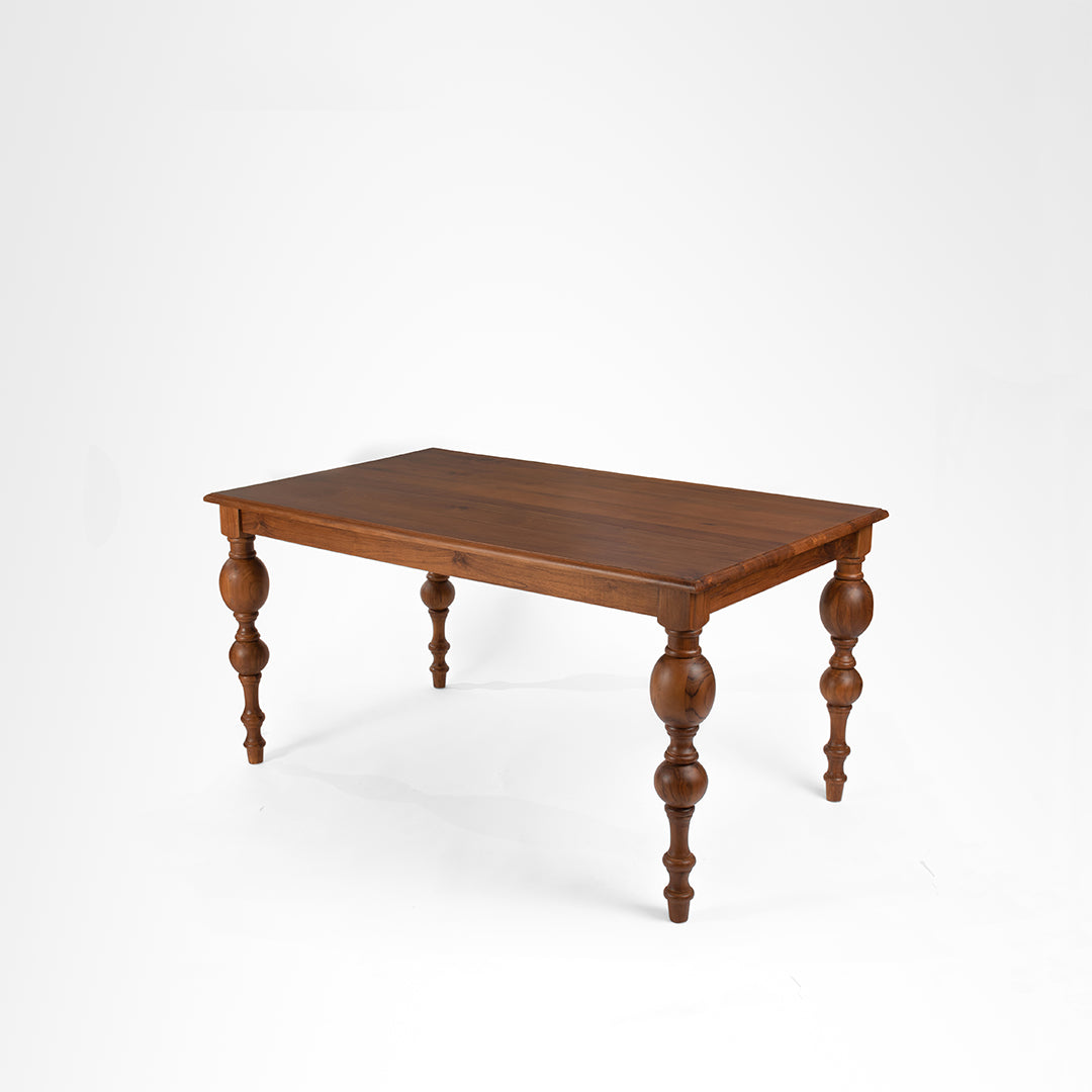 Louis Dining Table No. 7 Set - Table (L: 60’’ B: 36’’ H: 30’’) & Chairs (L: 20’’ B: 18’’ H: 42’’ SH: 17’’) / Walnut