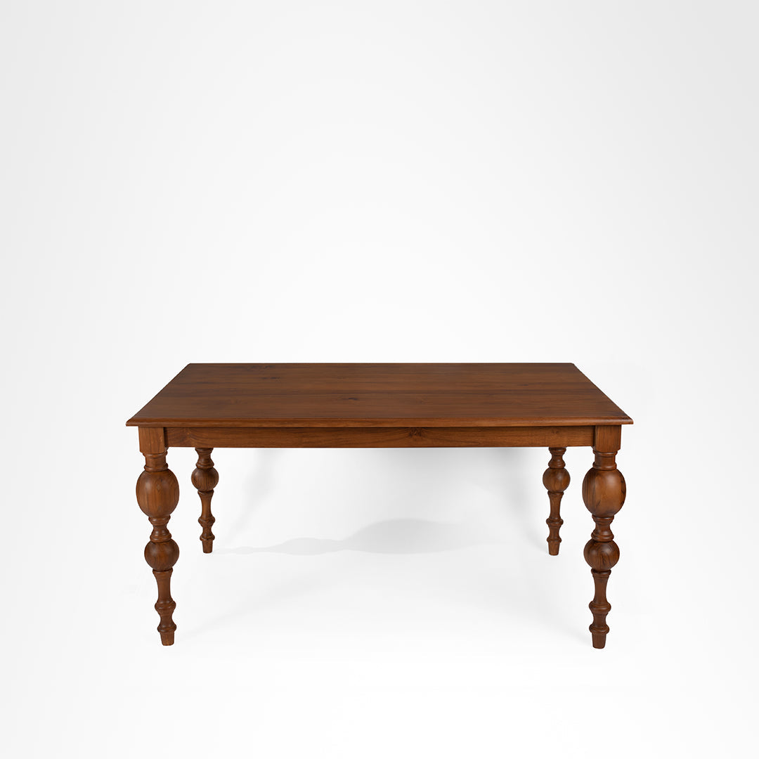 Louis Dining Table No. 7 Set - Table (L: 60’’ B: 36’’ H: 30’’) & Chairs (L: 20’’ B: 18’’ H: 42’’ SH: 17’’) / Walnut