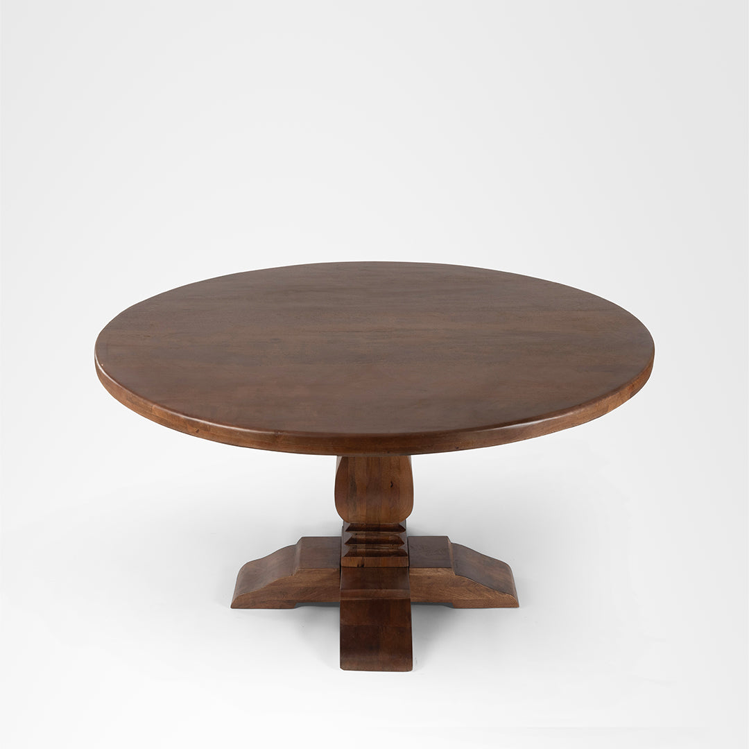 Louis Dining Table No. 9 - Walnut / Mango Wood / Dia: 55’’ H: 30’’ - Indoor Furniture