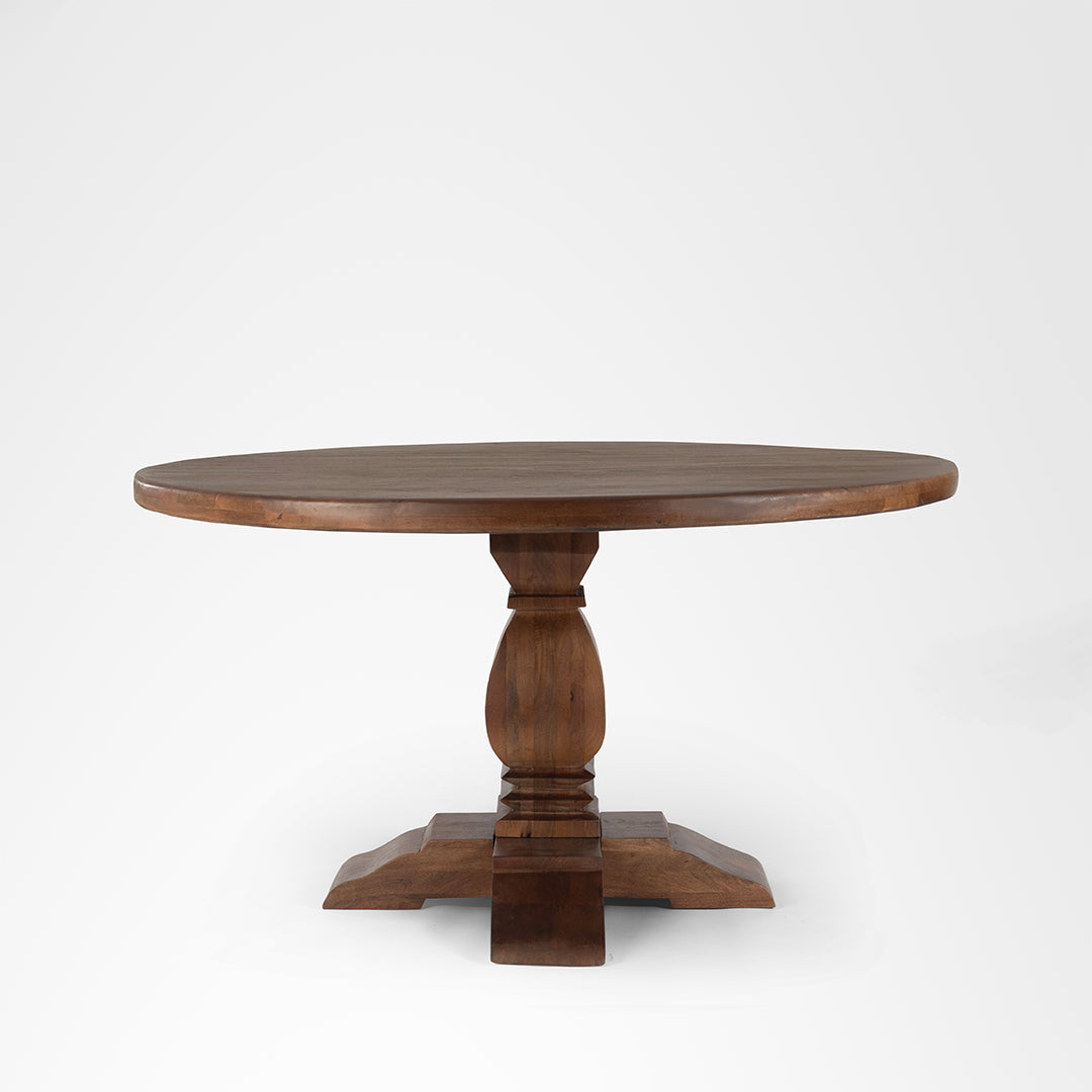 Louis Dining Table No. 9 - Walnut / Mango Wood / Dia: 55’’ H: 30’’ - Indoor Furniture