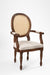Louis Dining with Arms Set Of 2 - W: 20’’ D: 18’’ H: 42’’ SH: 17’’ / Mango Wood Natural Cane and Upholstered Fabric