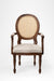 Louis Dining with Arms Set Of 2 - W: 20’’ D: 18’’ H: 42’’ SH: 17’’ / Mango Wood Natural Cane and Upholstered Fabric