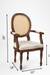 Louis Dining with Arms Set Of 2 - W: 20’’ D: 18’’ H: 42’’ SH: 17’’ / Mango Wood Natural Cane and Upholstered Fabric