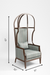Louis Dome Chair - W: 31 ’ D: 32’’ H: 61’’ / Walnut / Teak Wood, Cane Weaving and Upholstered Fabric - Indoor Furniture