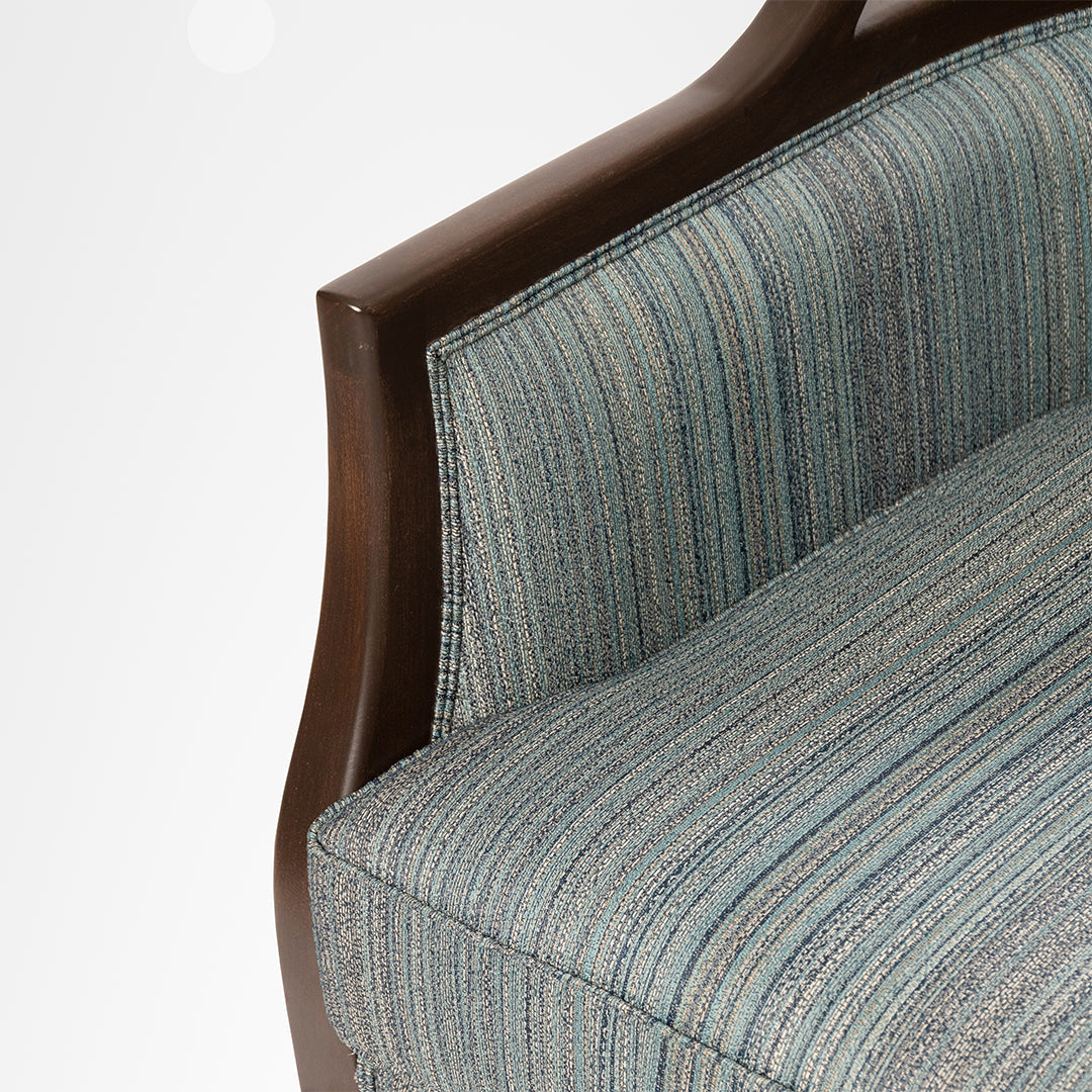 Louis Dome Chair - W: 31 ’ D: 32’’ H: 61’’ / Walnut / Teak Wood, Cane Weaving and Upholstered Fabric - Indoor Furniture