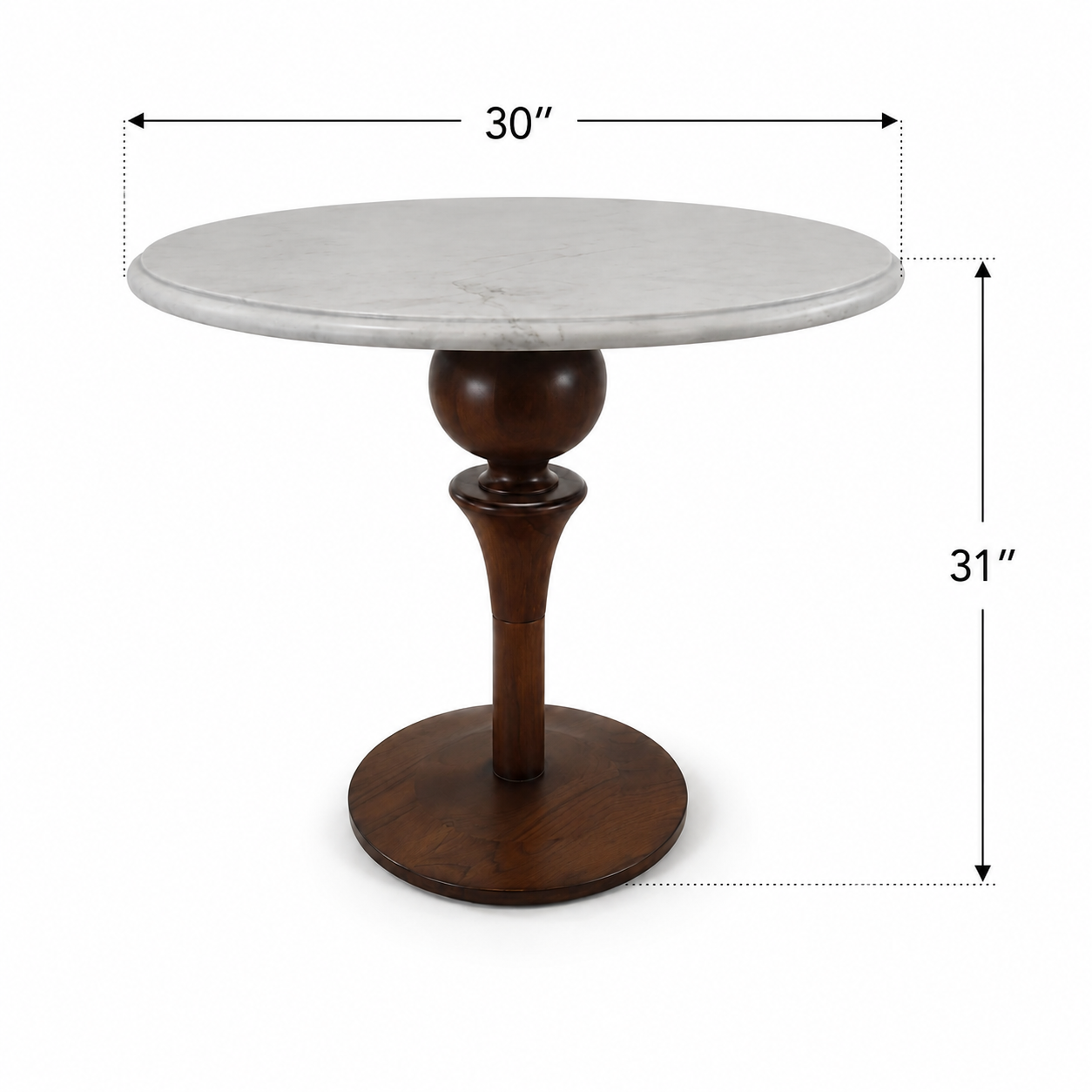 Louis Marble Dining Table - Marble & Teak wood / H: 31’’ × W: 30’’ - Dining Tables