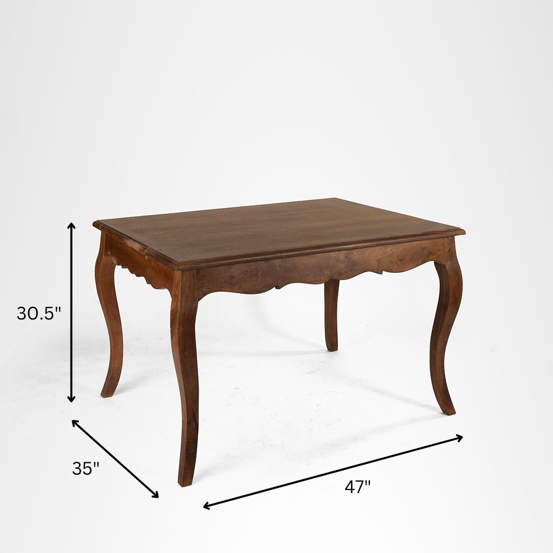Louis No. 3 Dining Set - Table (L: 47’’ B: 35’’ H: 30.5’’) & Chairs (L: 20’’ B: 18’’ H: 38’’ SH: 17’’) / Walnut