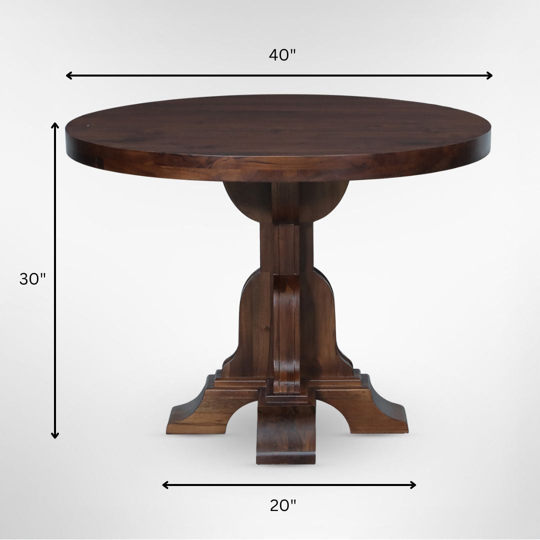 Louis Round Dining Table No. 11 - Walnut / Mango Wood / Dia: 40’’ H: 30’’ - Indoor Furniture