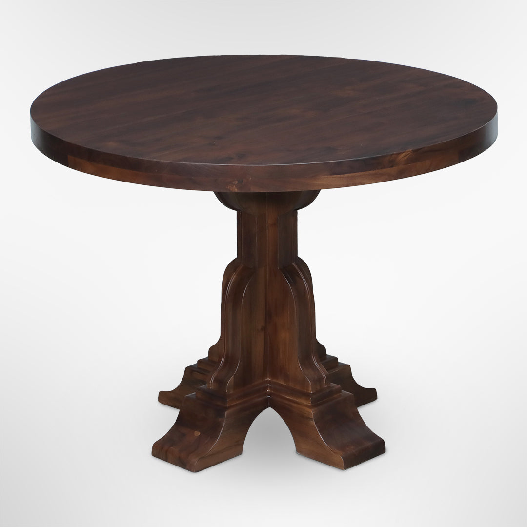 Louis Round Dining Table No. 11 - Walnut / Mango Wood / Dia: 40’’ H: 30’’ - Indoor Furniture