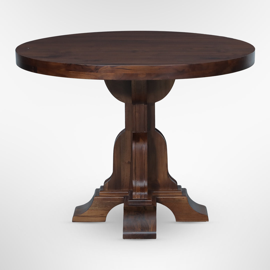 Louis Round Dining Table No. 11 - Walnut / Mango Wood / Dia: 40’’ H: 30’’ - Indoor Furniture