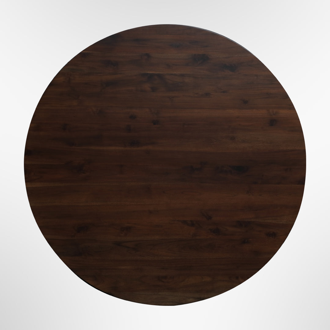 Louis Round Dining Table No. 13 - Walnut / Mango Wood / Dia: 66’’ H: 30’’ - Indoor Furniture