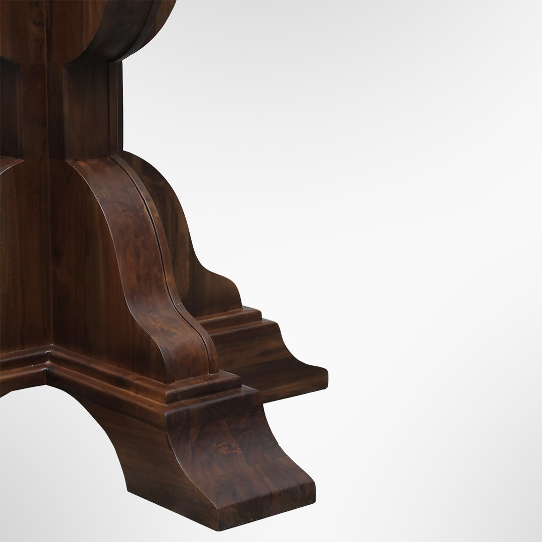 Louis Round Dining Table No. 13 - Walnut / Mango Wood / Dia: 66’’ H: 30’’ - Indoor Furniture