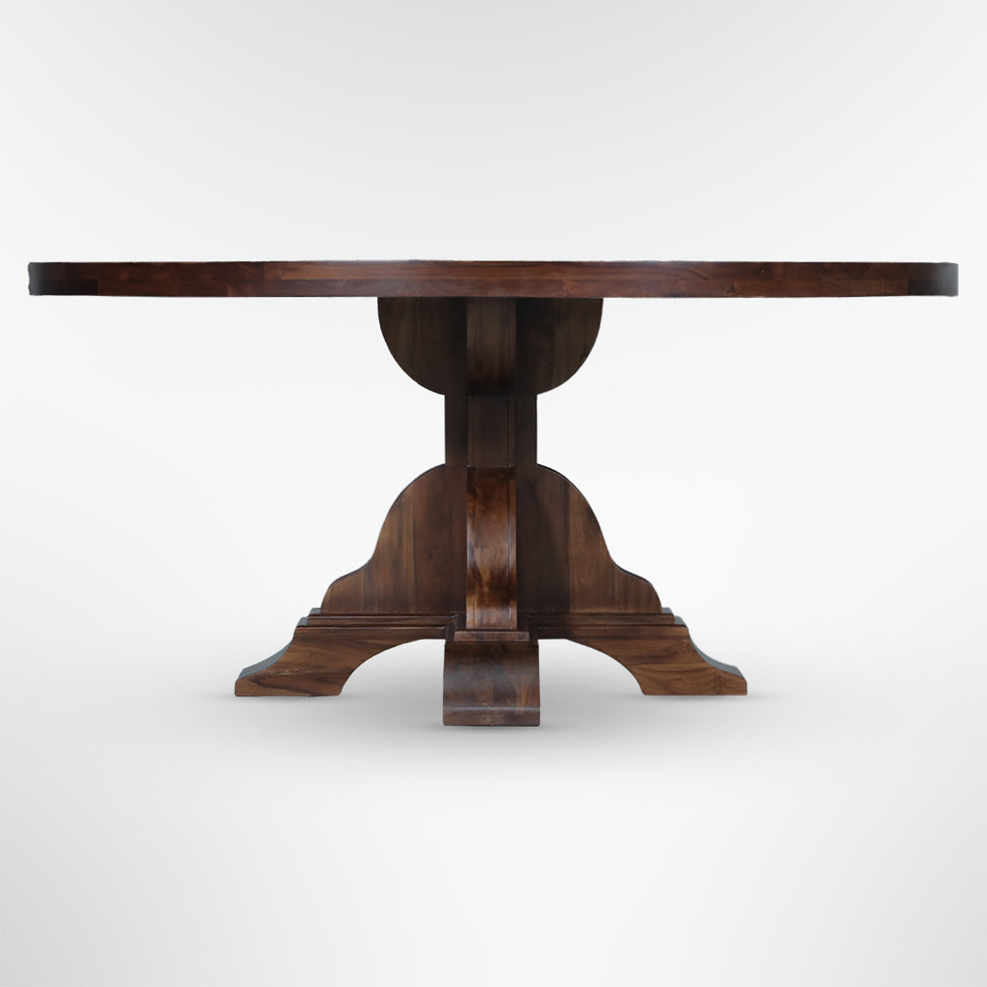 Louis Round Dining Table No. 13 - Walnut / Mango Wood / Dia: 66’’ H: 30’’ - Indoor Furniture