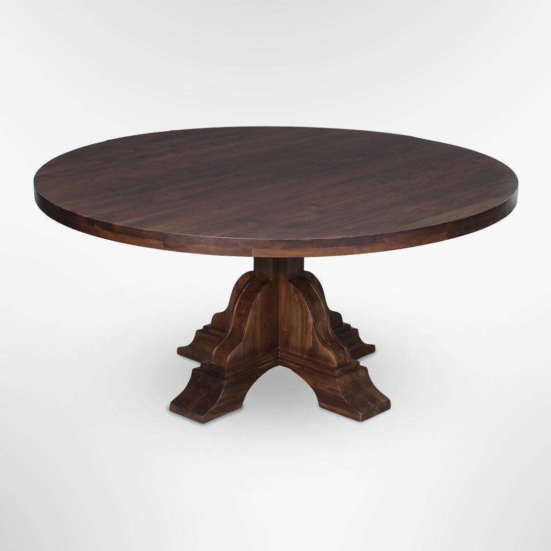 Louis Round Dining Table No. 13 - Walnut / Mango Wood / Dia: 66’’ H: 30’’ - Indoor Furniture