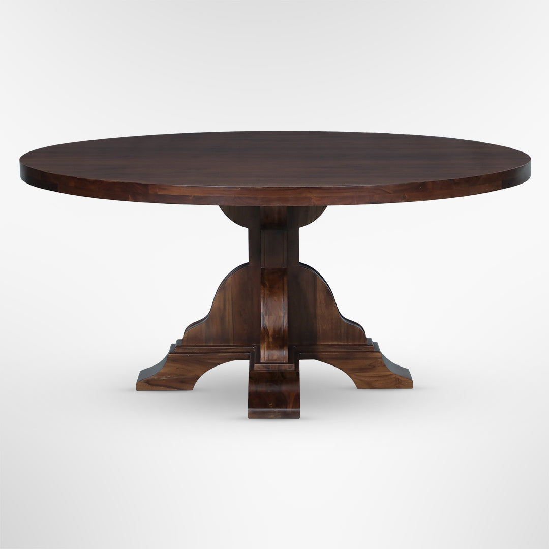Louis Round Dining Table No. 13 - Walnut / Mango Wood / Dia: 66’’ H: 30’’ - Indoor Furniture