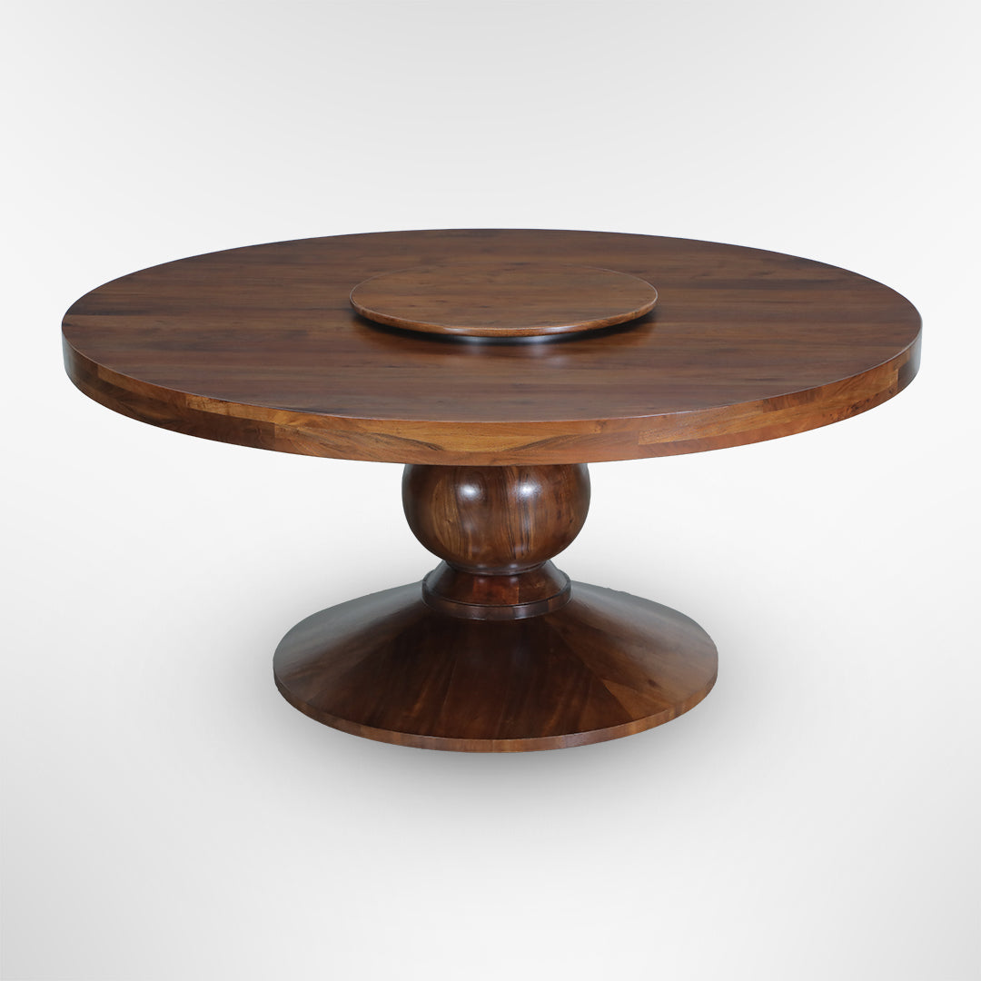 Louis Round Dining Table No. 21 - Walnut / Mango Wood / Dia: 60’’ H: 30’’ - Indoor Furniture