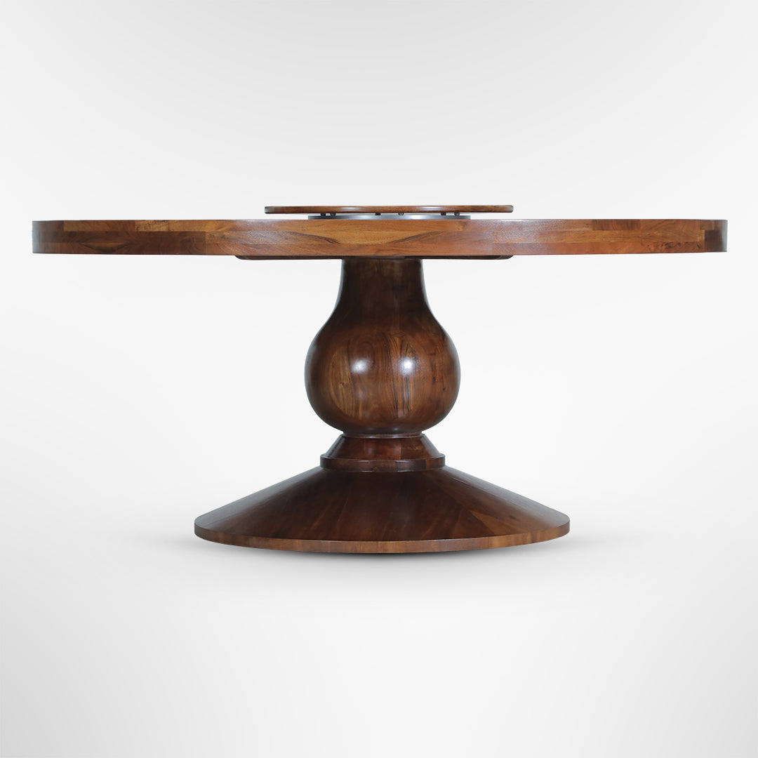 Louis Round Dining Table No. 21 - Walnut / Mango Wood / Dia: 60’’ H: 30’’ - Indoor Furniture