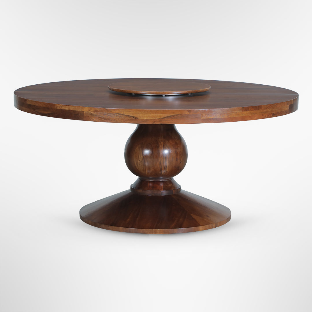 Louis Round Dining Table No. 21 - Walnut / Mango Wood / Dia: 60’’ H: 30’’ - Indoor Furniture