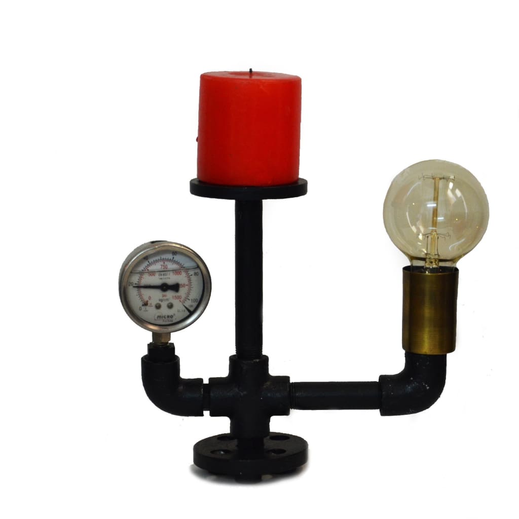 Lower Mount Gauge Pipe Industrial Lamp and Candle Holder