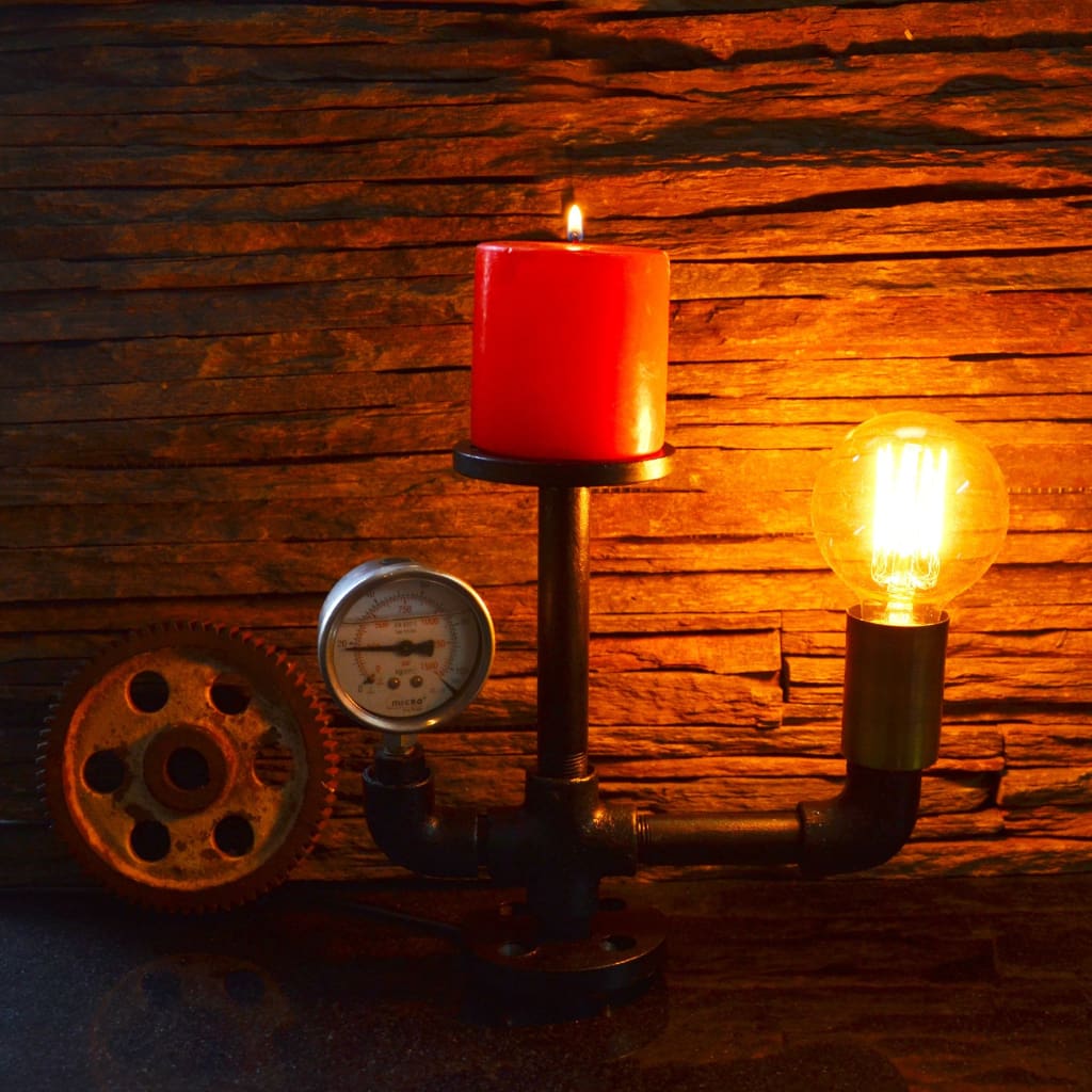 Lower Mount Gauge Pipe Industrial Lamp and Candle Holder